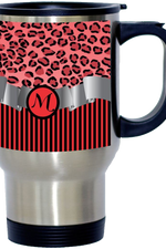 Letter M Initial Leopard Print and Stripes Monogrammed Design